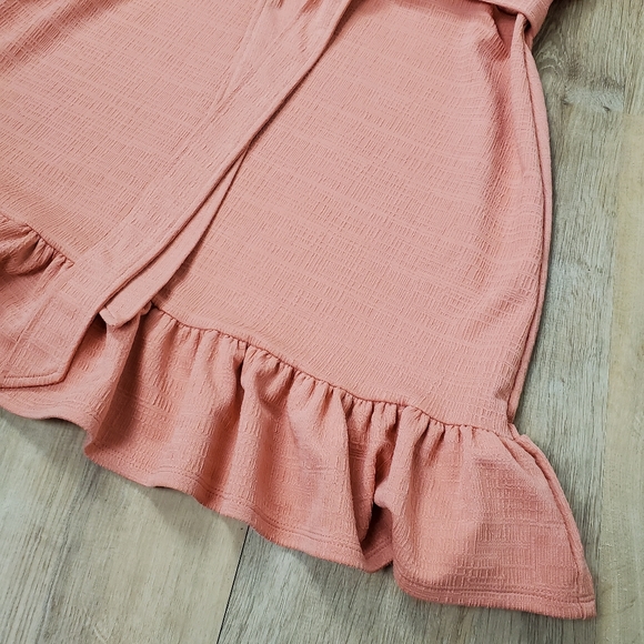Summer Dress Coral ruffles sleeves hem - Picture 6 of 10